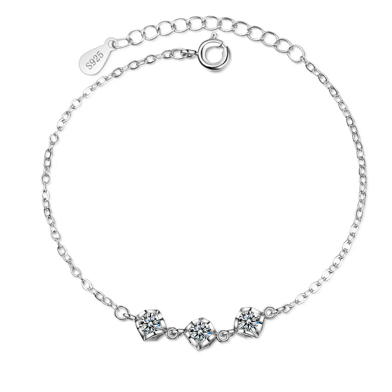 925 Silver Party Bracelet with 1ct Diamond for Women