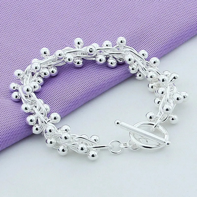 925 Silver Bead Bracelet for Women Wedding