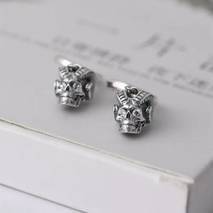 Vintage 925 Silver Earrings with Horns and Skulls
