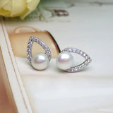 925 Silver Earrings, 6mm Shell Pearl Zircon Tear Drop Jewelry