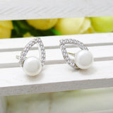 925 Silver Earrings, 6mm Shell Pearl Zircon Tear Drop Jewelry