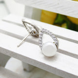 925 Silver Earrings, 6mm Shell Pearl Zircon Tear Drop Jewelry