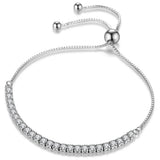 Pure Silver Tennis Bracelet with Jet Zircon Pave 3mm Round Stones