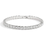 Pure Silver Tennis Bracelet with Jet Zircon Pave 3mm Round Stones