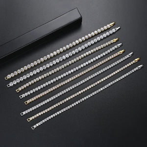 925 Silver 3mm Jet Zircon Tennis Bracelet 15-21cm
