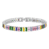 Pure Silver Tennis Bracelet with Jet Zircon Pave 3mm Round Stones