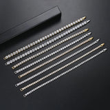 Solid Pure Silver Tennis Bracelet with 3mm Jet Zircon - 17.5-18 cm
