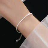 Solid Pure Silver Tennis Bracelet with 3mm Jet Zircon - 17.5-18 cm
