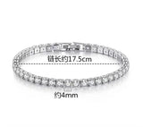 Solid Pure Silver Tennis Bracelet with 3mm Jet Zircon - 17.5-18 cm