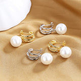 925 Sterling Silver Earrings with 12mm Shell Pearl Gold/White