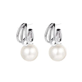 925 Sterling Silver Earrings with 12mm Shell Pearl Gold/White