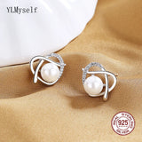 925 Silver Earrings with 7mm Shell Pearl & Zircon Heart
