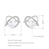 925 Silver Earrings with 7mm Shell Pearl & Zircon Heart