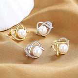925 Silver Earrings with 7mm Shell Pearl & Zircon Heart