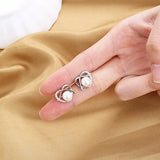 925 Silver Earrings with 7mm Shell Pearl & Zircon Heart