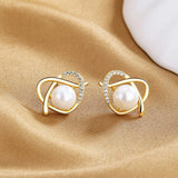 925 Silver Earrings with 7mm Shell Pearl & Zircon Heart