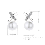 Shell Pearl Cross Earrings 925 Silver Rhodium/Gold Plated Fine Jewelry