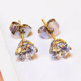 925 Sterling Silver Stud Post Earrings 5mm Zircon OL Daily Wear Jewelry