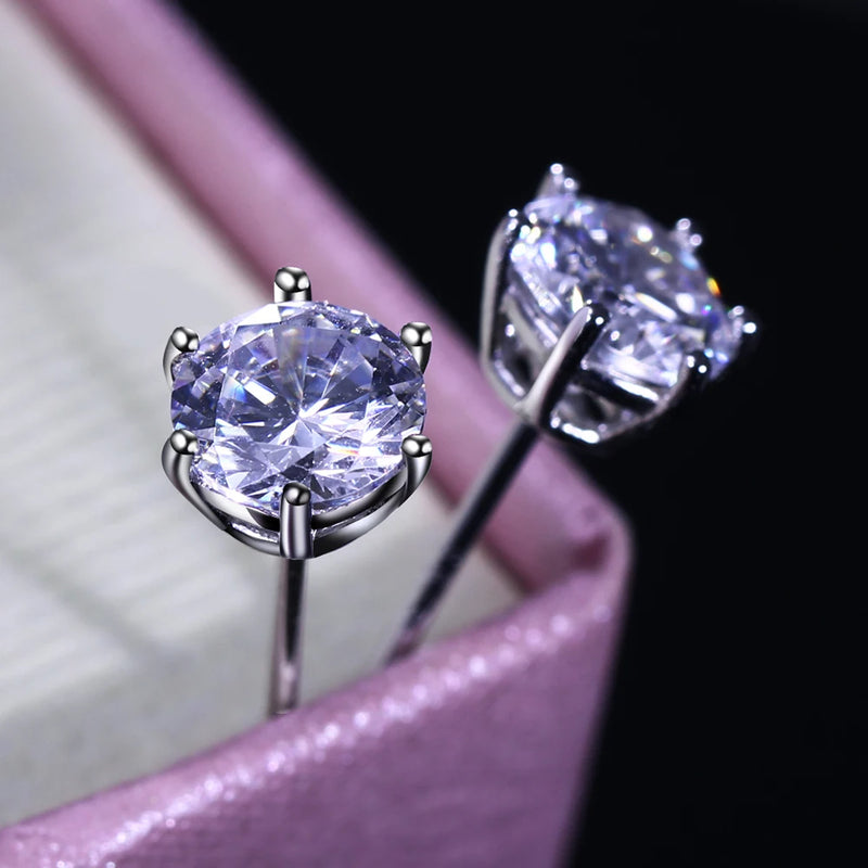 925 Sterling Silver Stud Post Earrings 5mm Zircon OL Daily Wear Jewelry