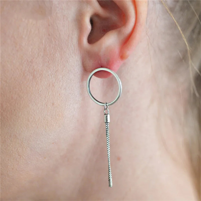 S925 Drop Earrings Women Tassel Asymmetry Dangle Earring Geometric Fine Jewelry