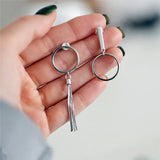 S925 Drop Earrings Women Tassel Asymmetry Dangle Earring Geometric Fine Jewelry