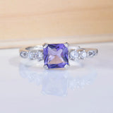 S925 Silver Natural Amethyst Ring Women Vintage Wedding Rings