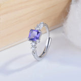 S925 Silver Natural Amethyst Ring Women Vintage Wedding Rings