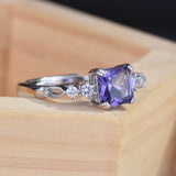 S925 Silver Natural Amethyst Ring Women Vintage Wedding Rings