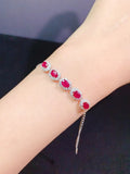 S925 Silver Ruby Bracelet for Women Party Charm Bijoux Femme Silver 925 Jewelry