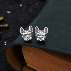 Vintage Dog Stud Earrings - Solid S925 Silver