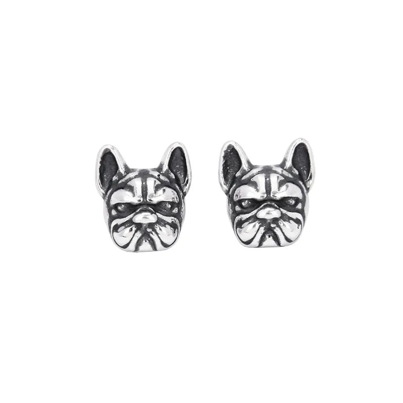 Vintage Dog Stud Earrings - Solid S925 Silver