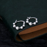 S925 Sterling Silver Smooth Beads Hoop Earrings