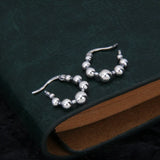 S925 Sterling Silver Smooth Beads Hoop Earrings