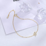 Delicate 14K Gold Plated 925 Silver Star Bracelet with Flash Diamond Inlay