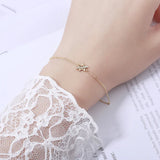 Delicate 14K Gold Plated 925 Silver Star Bracelet with Flash Diamond Inlay
