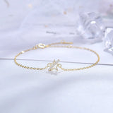 Delicate 14K Gold Plated 925 Silver Star Bracelet with Flash Diamond Inlay
