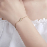 Delicate 14K Gold Plated 925 Silver Star Bracelet with Flash Diamond Inlay