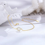 S925 Sterling Silver Plated 14K French Sunflower Bracelet