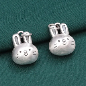 Solid S990 Sterling Silver Pendant Zodiac Rabbit Necklace Pendant