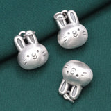 Solid S990 Sterling Silver Pendant Zodiac Rabbit Necklace Pendant