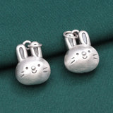 Solid S990 Sterling Silver Pendant Zodiac Rabbit Necklace Pendant