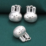 Solid S990 Sterling Silver Pendant Zodiac Rabbit Necklace Pendant