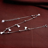 Solid 925 Silver Anklet Woman Careful Pendant Silver Anklet