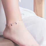 Solid 925 Silver Anklet Woman Careful Pendant Silver Anklet