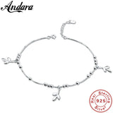 Solid Silver 925 Silver Anklet Woman Leaf Pendant Silver Anklet