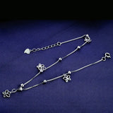 Solid Silver 100% 925 Silver Anklet Woman Small Butterfly Pendant Silver Anklet