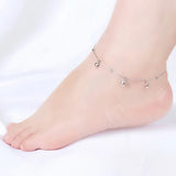 925 Sterling Silver Anklet Heart Pendant Silver Chain Woman Jewelry