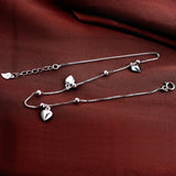 925 Sterling Silver Anklet Heart Pendant Silver Chain Woman Jewelry