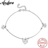 925 Silver Heart Pendant Anklet Women Jewelry