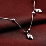 925 Sterling Silver Anklet Heart Pendant Silver Chain Woman Jewelry